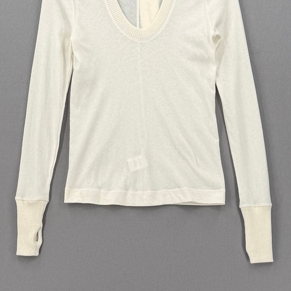 ENZA COSTA Cashmere Easy Cuffed U Neck Top Womens Small Cream Long Sleeve NEW - Picture 11 of 16